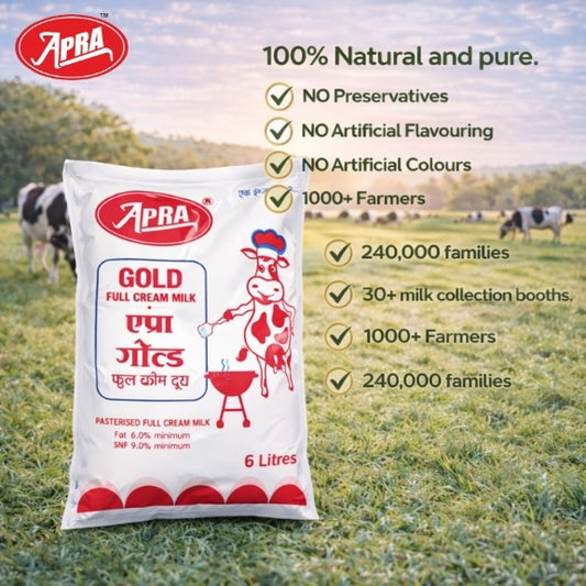 APRA Full Cream Milk pouch 6 litre