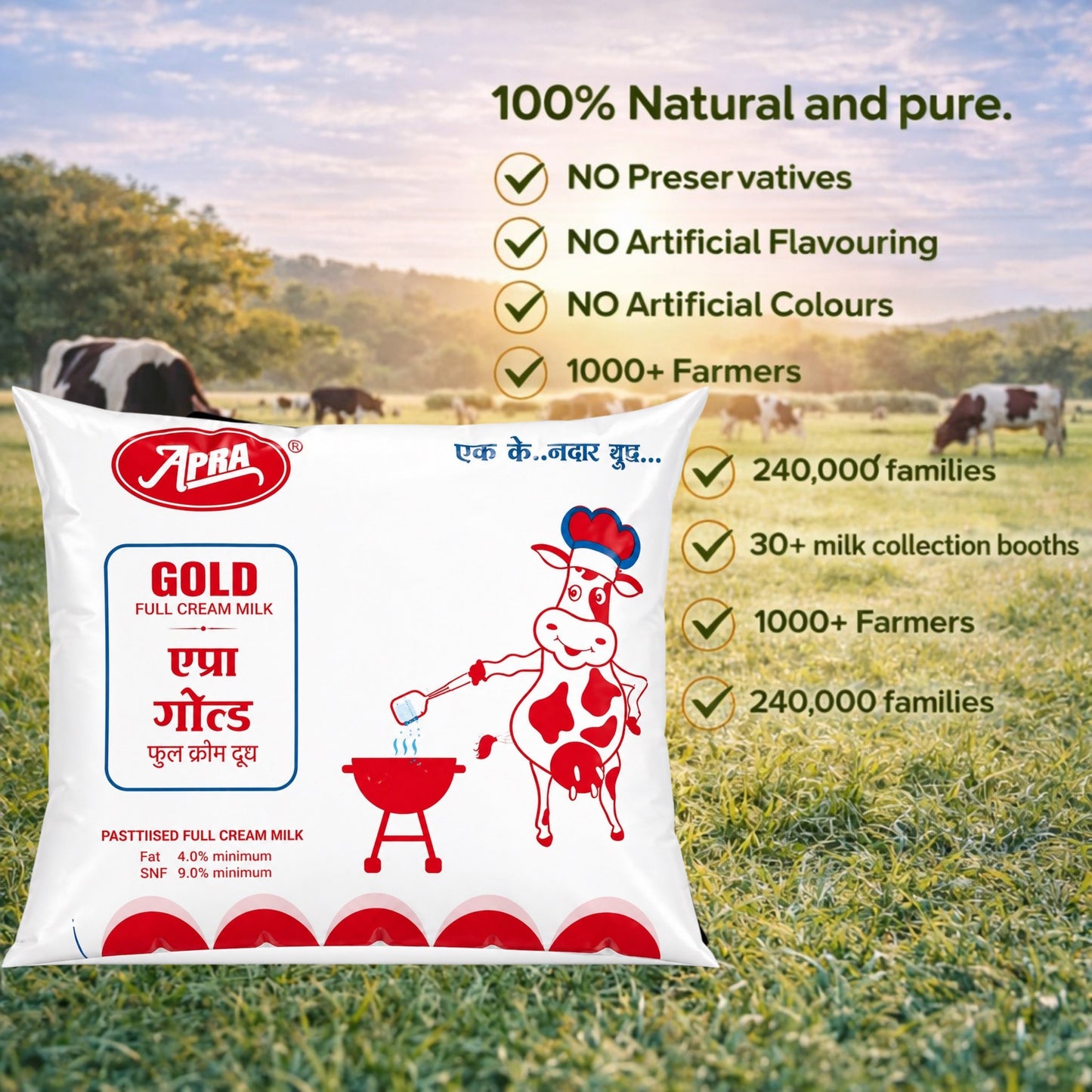 APRA Full Cream Milk pouch 500 ml